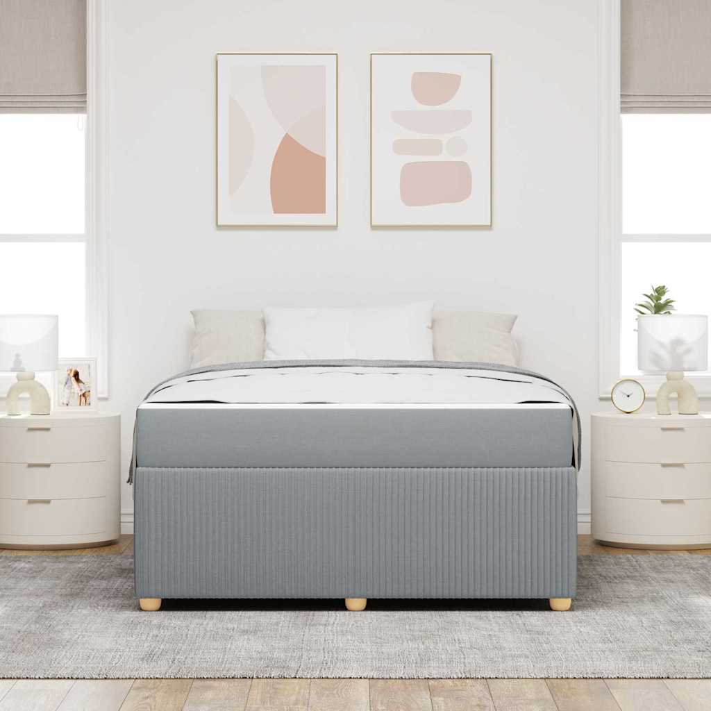 Bettgestell mit Matratze Hellgrau 160 x 200 cm Stoff