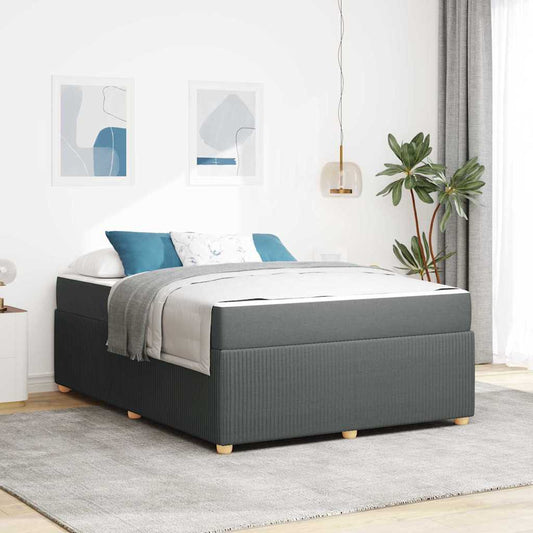 Bettgestell mit Matratze Dunkelgrau 160 x 200 cm Stoff