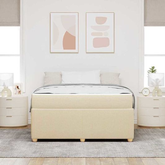 Bettgestell mit Matratze mit Matratze Creme 160 x 200 cm Stoff