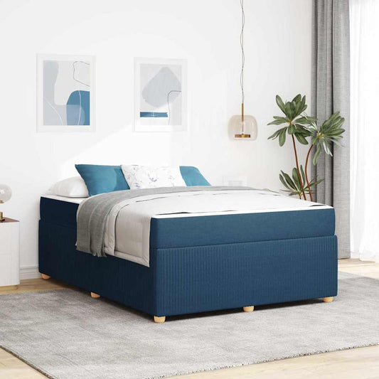 Bettgestell mit Matratze mit Matratze Blau 160 x 200 cm Stoff