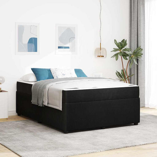 Bettgestell mit Matratze mit Matratze Schwarz 160 x 200 cm Samt