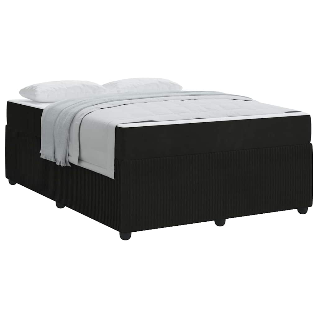 Bettgestell mit Matratze mit Matratze Schwarz 160 x 200 cm Samt