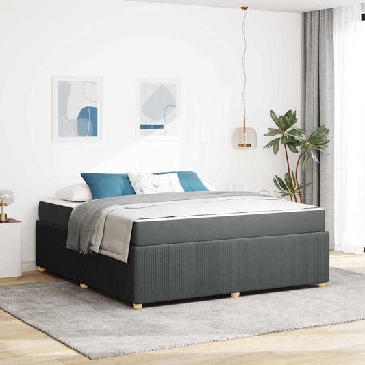 Bettgestell mit Matratze Dunkelgrau 180 x 200 cm Stoff