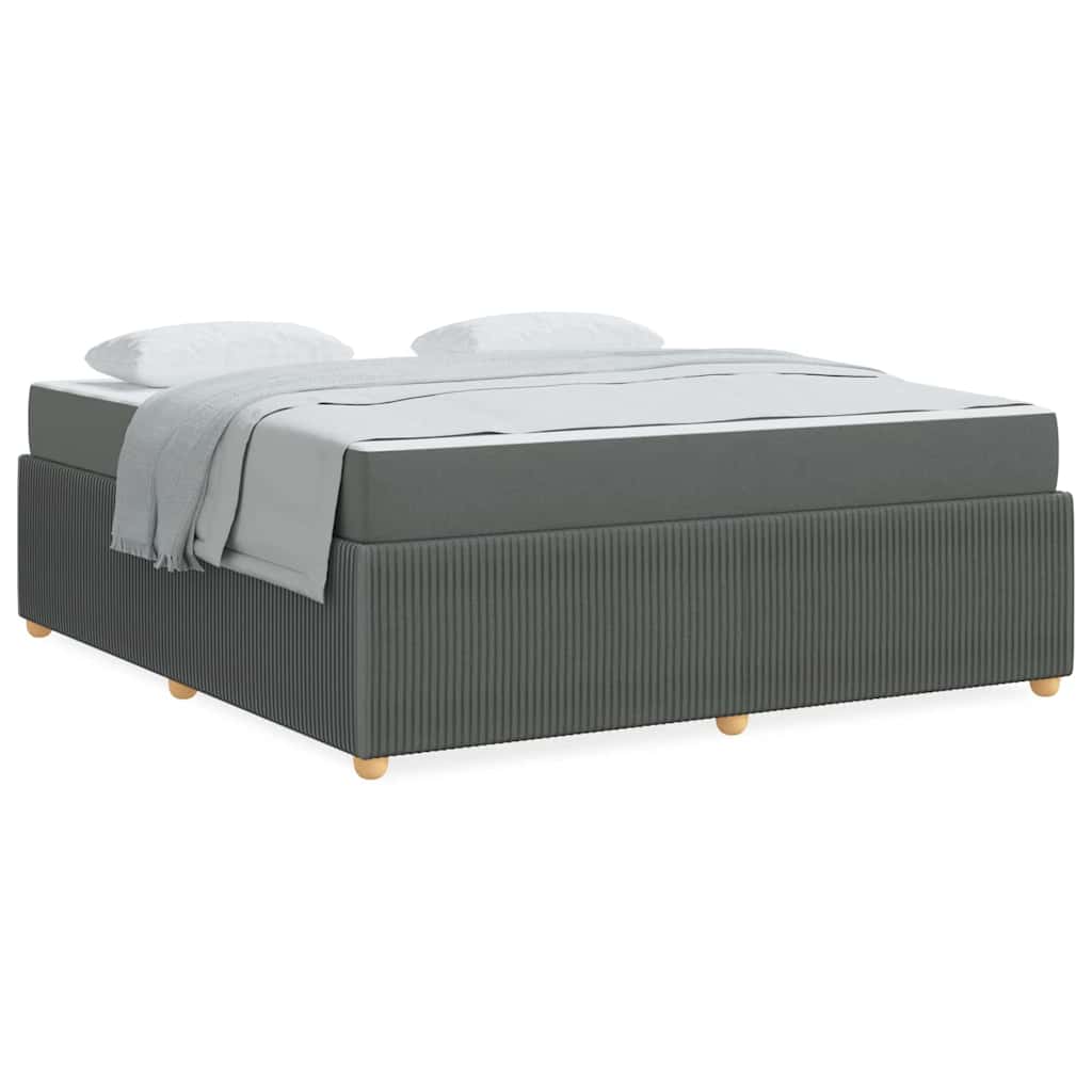 Bettgestell mit Matratze Dunkelgrau 180 x 200 cm Stoff