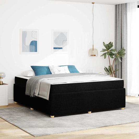 Bettgestell mit Matratze Schwarz 180 x 200 cm Stoff