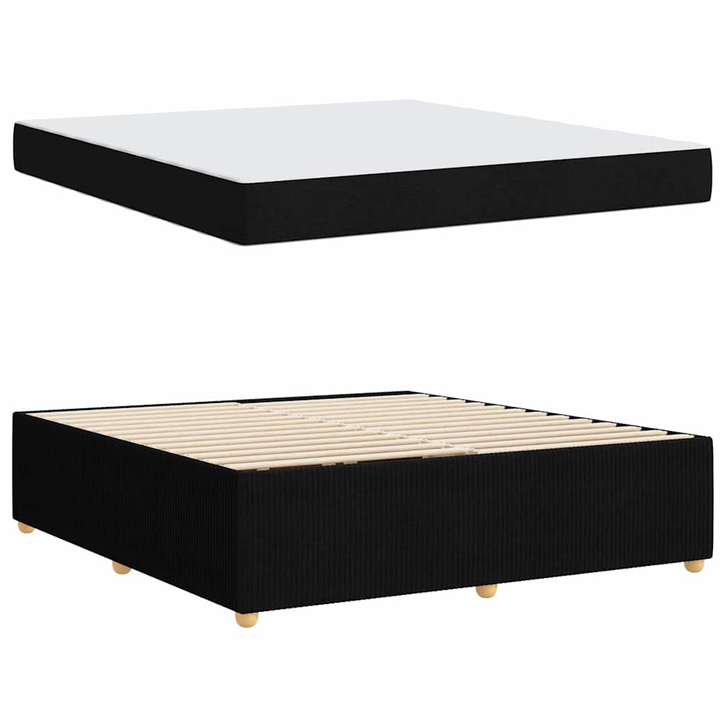 Bettgestell mit Matratze Schwarz 180 x 200 cm Stoff
