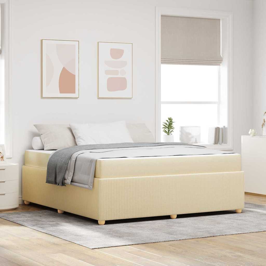 Bettgestell mit Matratze mit Matratze Creme 180 x 200 cm Stoff