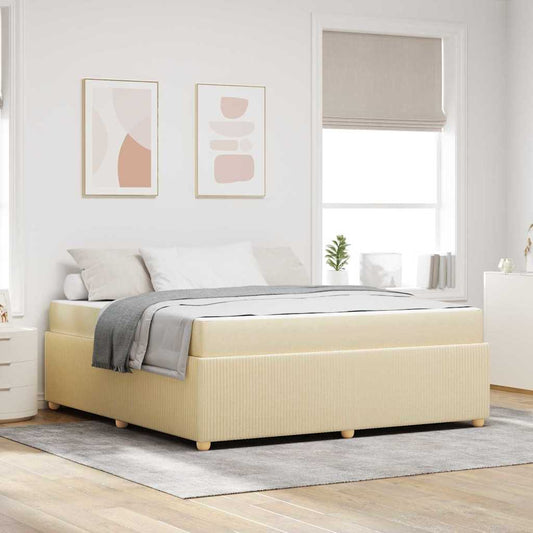 Bettgestell mit Matratze mit Matratze Creme 180 x 200 cm Stoff