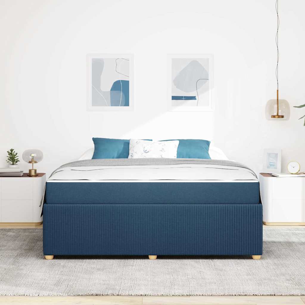 Bettgestell mit Matratze mit Matratze Blau 180 x 200 cm Stoff