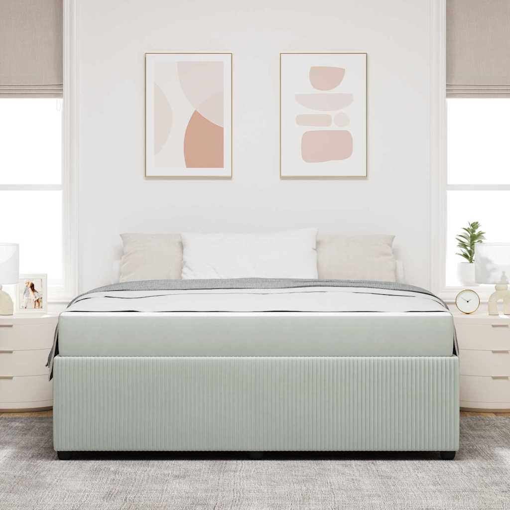 Bettrahmen mit Matratze Hellgrau 180 x 200 cm Stoff