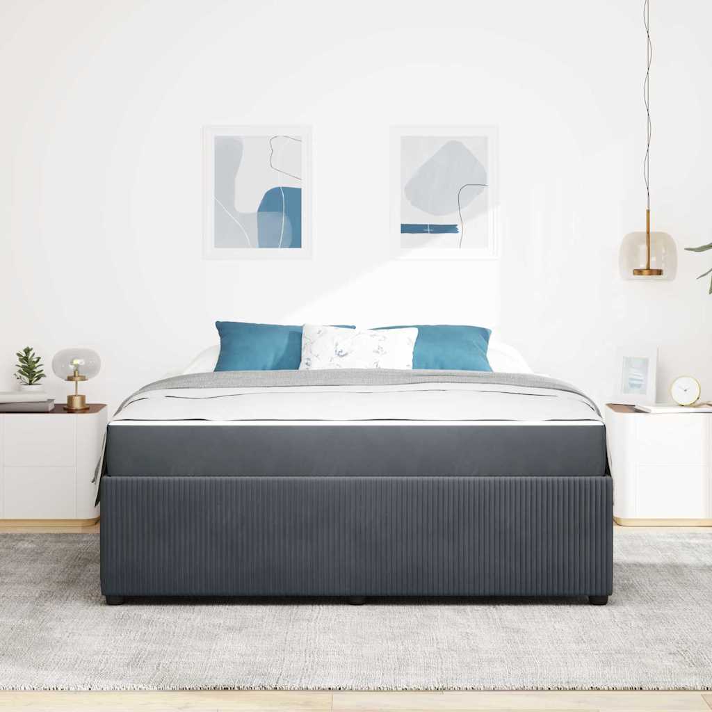 Bettgestell mit Matratze Dunkelgrau 180 x 200 cm Samt