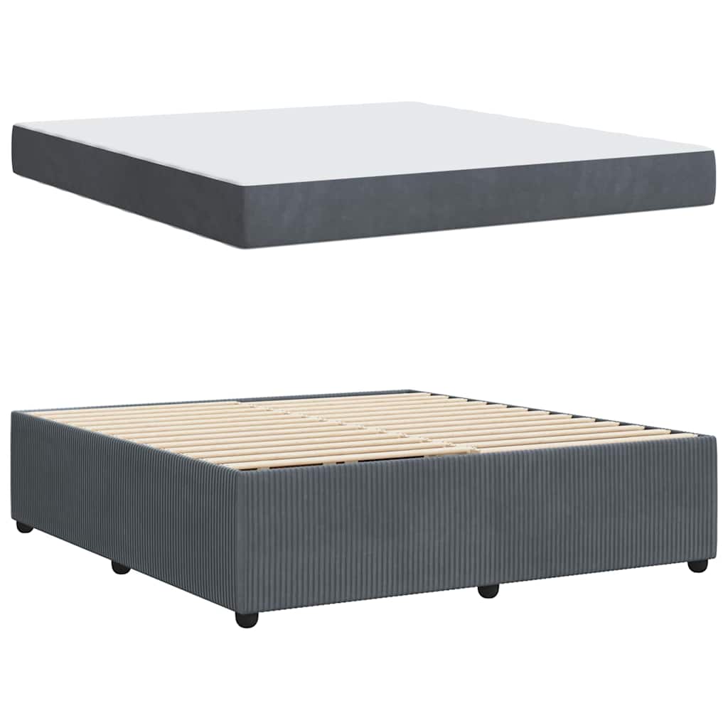 Bettrahmen mit Matratze Dunkelgrau 180 x 200 cm Stoff