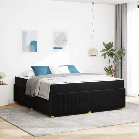Bettgestell mit Matratze mit Matratze Schwarz 180 x 200 cm Samt