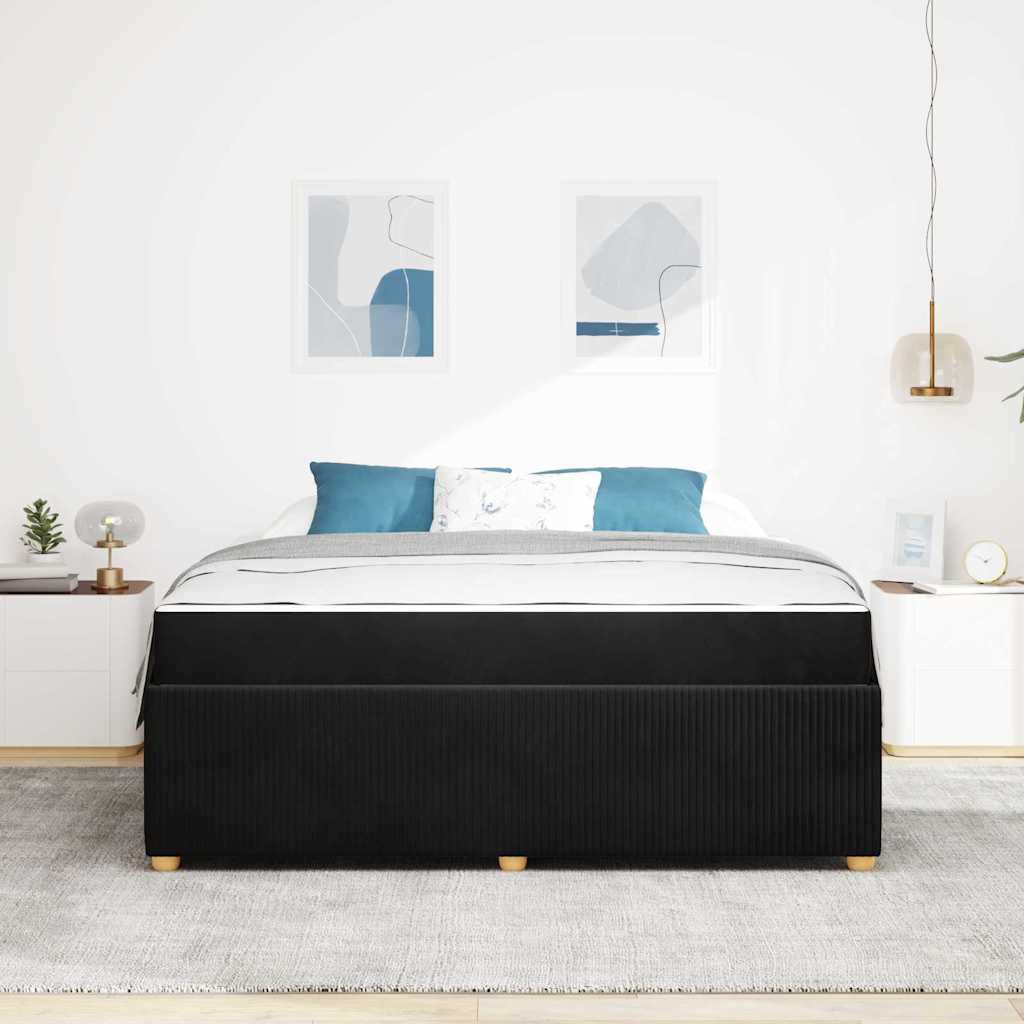 Bettgestell mit Matratze mit Matratze Schwarz 180 x 200 cm Samt