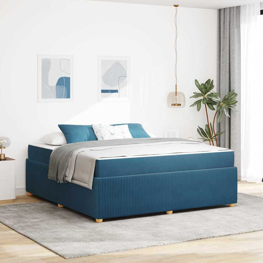 Bettgestell mit Matratze mit Matratze Blau 180 x 200 cm Samt
