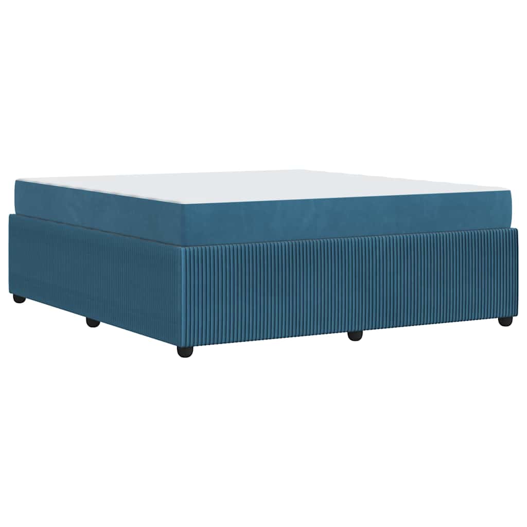 Bettgestell mit Matratze mit Matratze Blau 180 x 200 cm Samt
