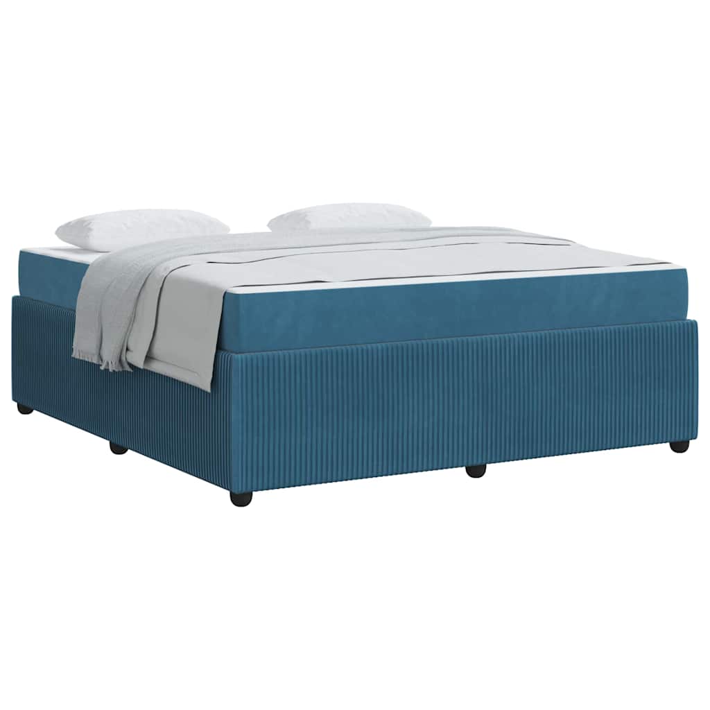 Bettgestell mit Matratze mit Matratze Blau 180 x 200 cm Samt