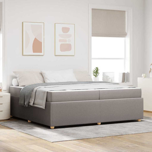 Bettgestell mit Matratze mit Matratze Taupe 200 x 200 cm Stoff