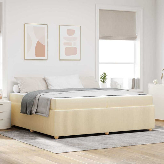 Bettgestell mit Matratze mit Matratze Creme 200 x 200 cm Stoff