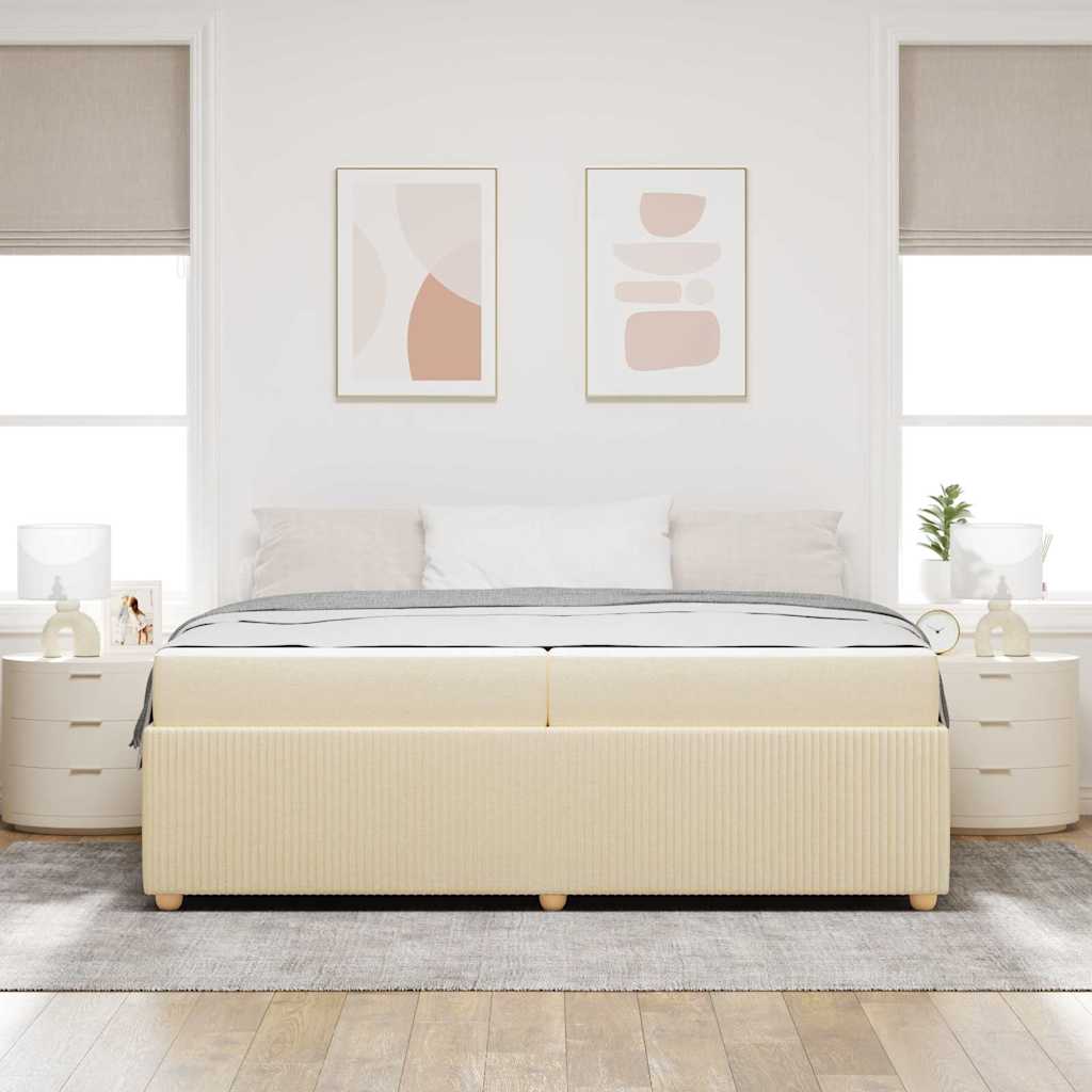 Bettgestell mit Matratze mit Matratze Creme 200 x 200 cm Stoff