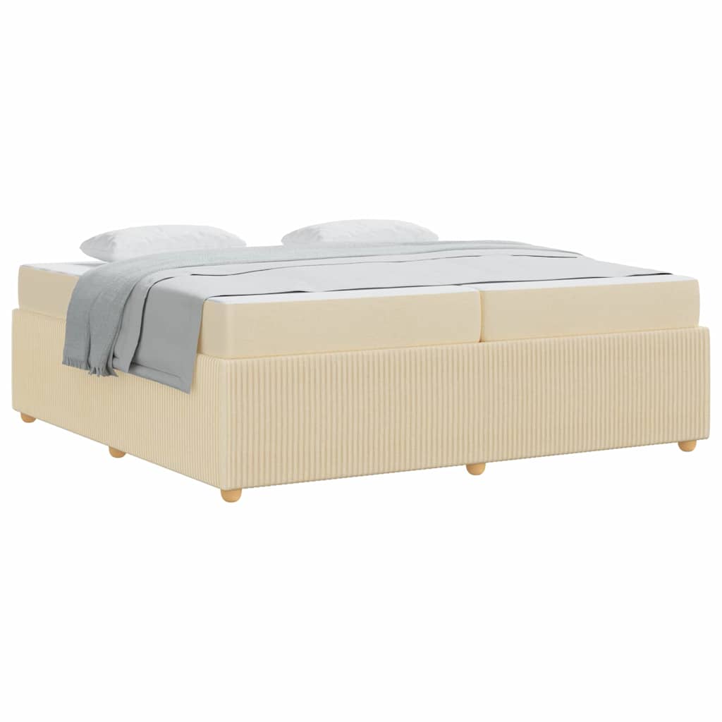 Bettgestell mit Matratze mit Matratze Creme 200 x 200 cm Stoff