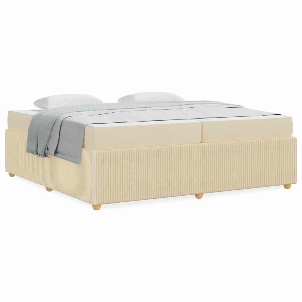 Bettgestell mit Matratze mit Matratze Creme 200 x 200 cm Stoff
