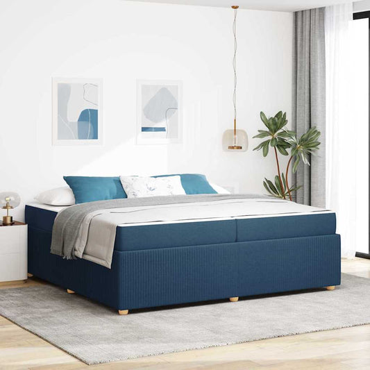 Bettgestell mit Matratze mit Matratze Blau 200 x 200 cm Stoff