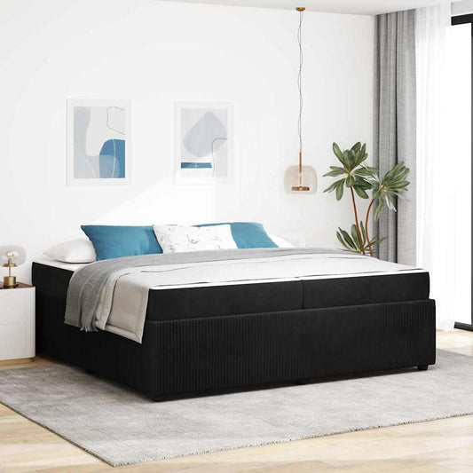 Bettgestell mit Matratze mit Matratze Schwarz 200 x 200 cm Samt