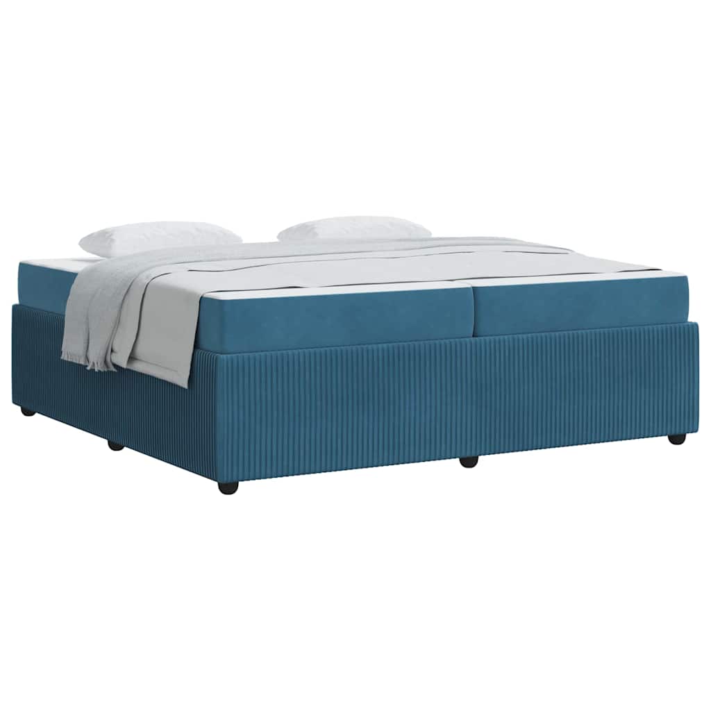 Bettgestell mit Matratze mit Matratze Blau 200 x 200 cm Samt