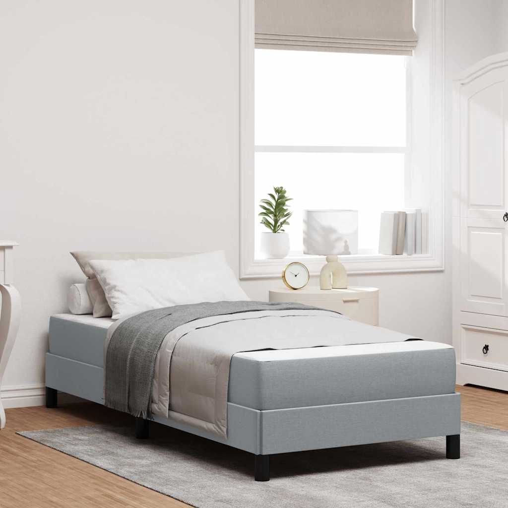 Boxspringbett mit Matratze Hellgrau 90 x 200 cm Stoff