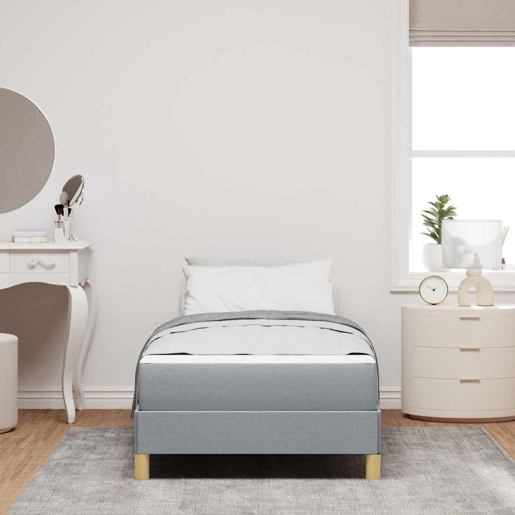 Boxspringbett mit Matratze Hellgrau 90 x 200 cm Stoff