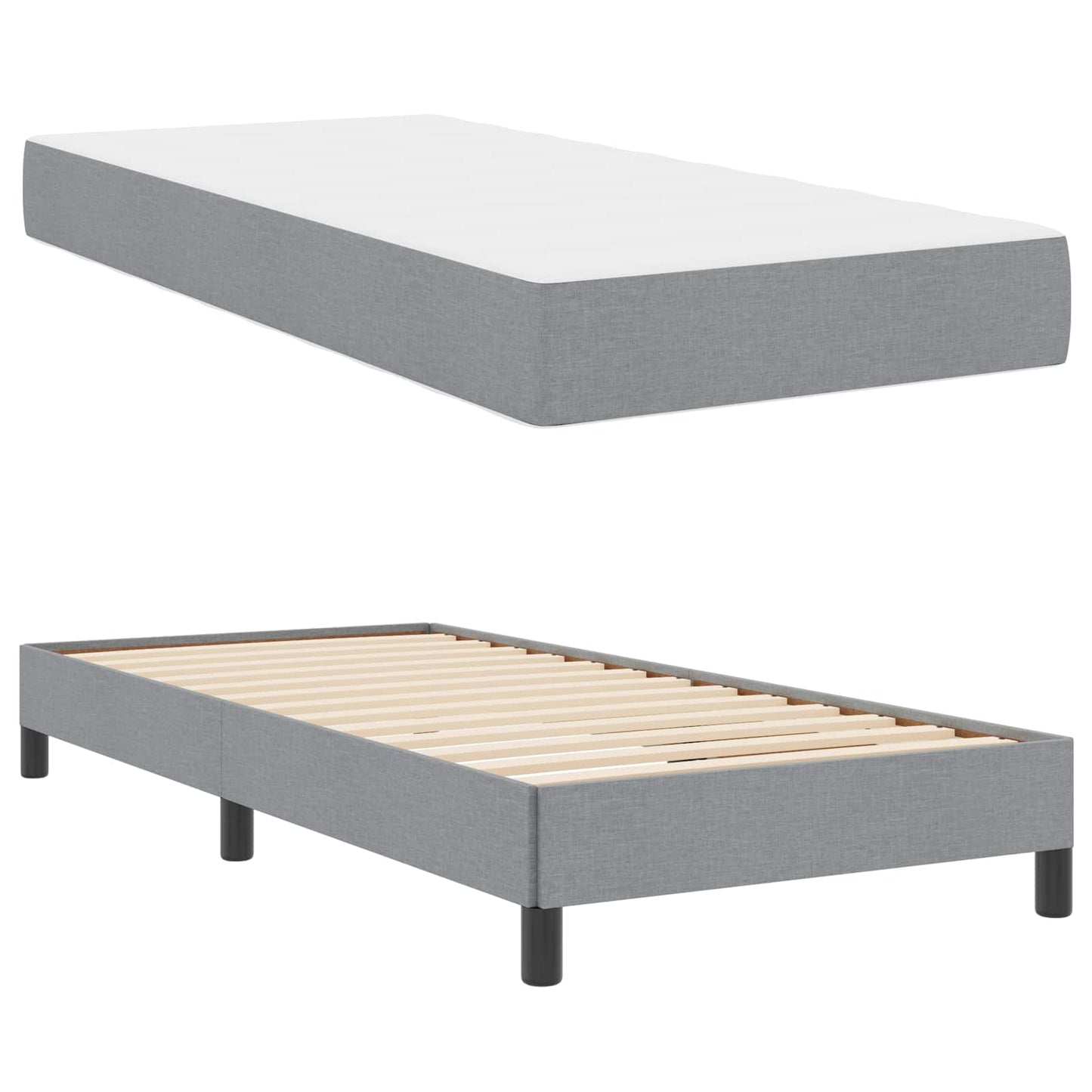 Boxspringbett mit Matratze Hellgrau 90 x 200 cm Stoff