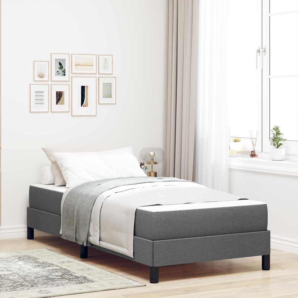 Boxspringbett mit Matratze Dunkelgrau 90 x 200 cm Stoff