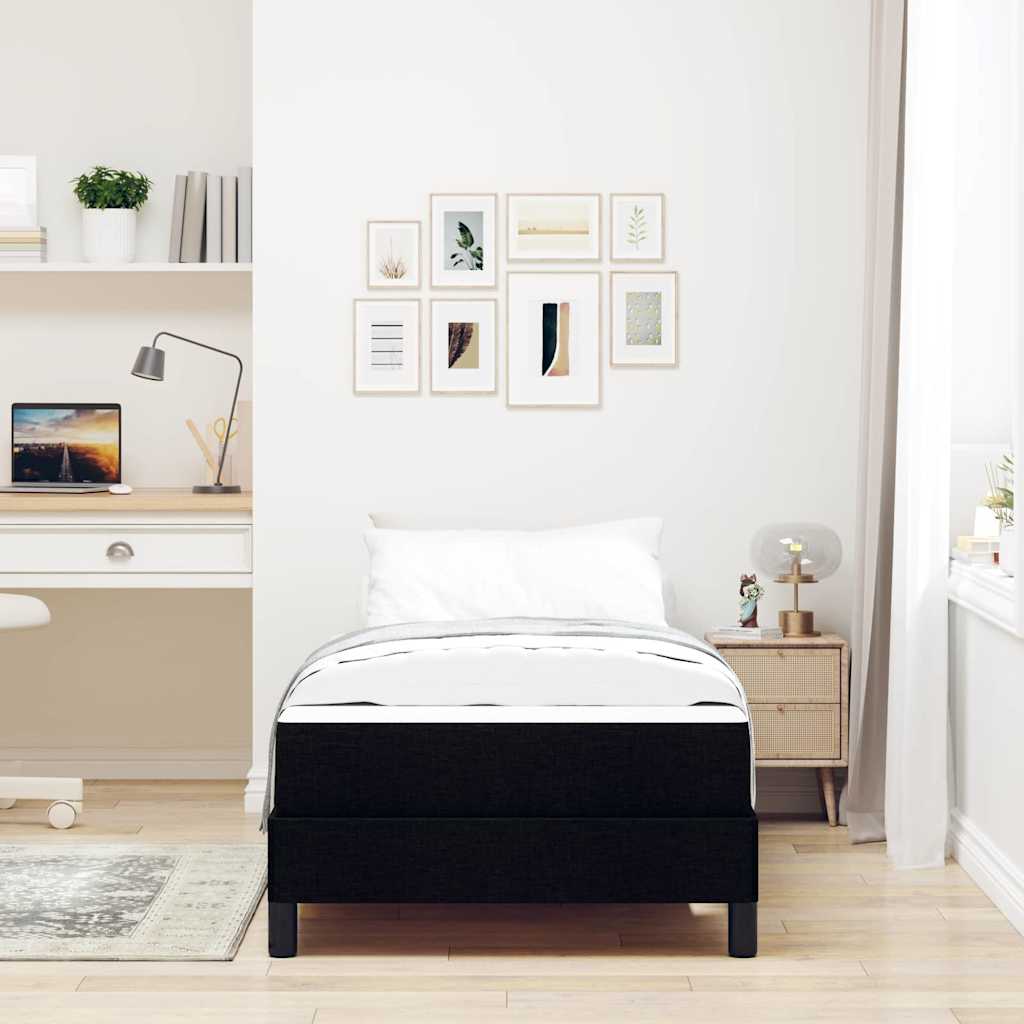 Boxspringbett mit Matratze Schwarz 90 x 200 cm Stoff
