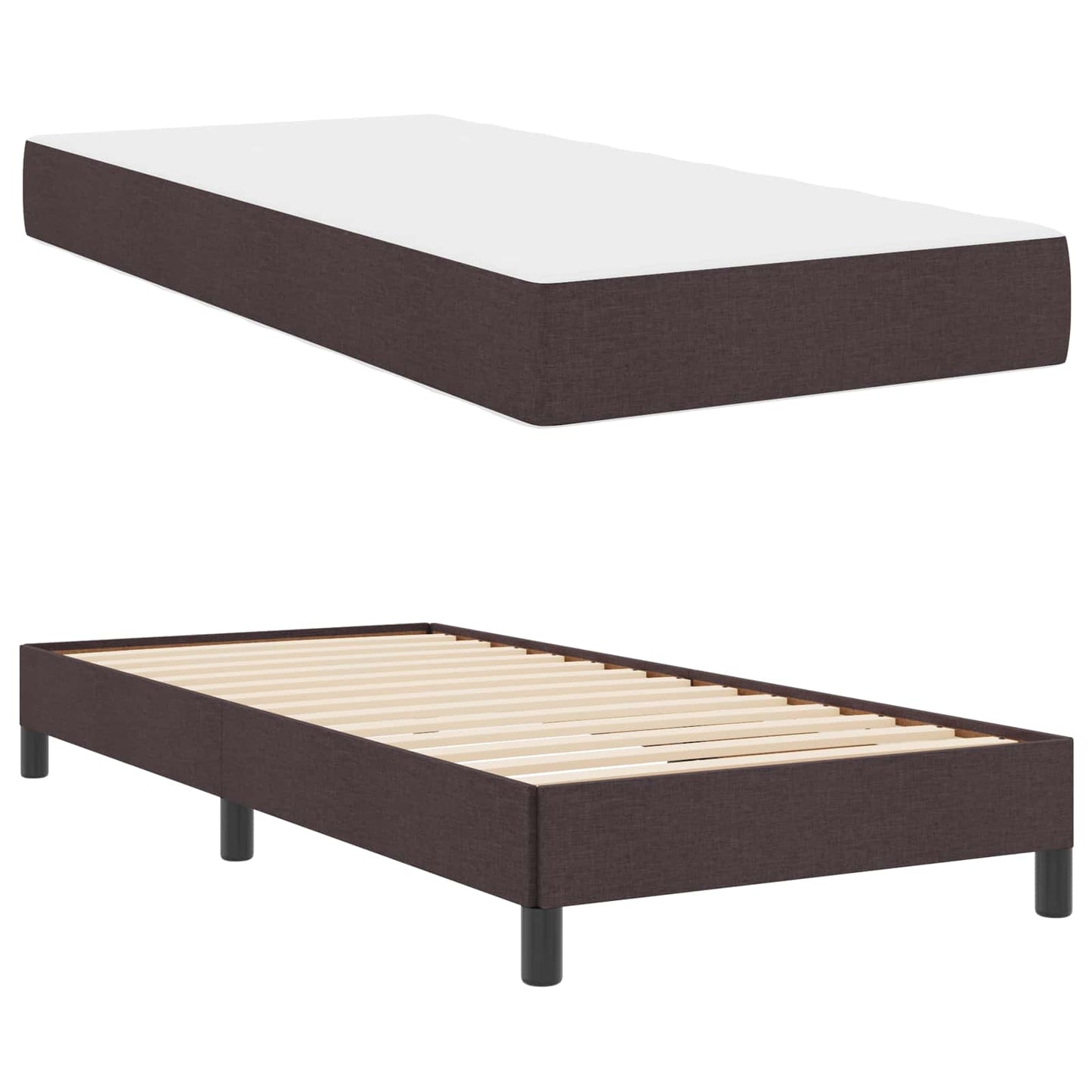 Boxspringbett mit Matratze Dunkelbraun 90 x 200 cm Stoff