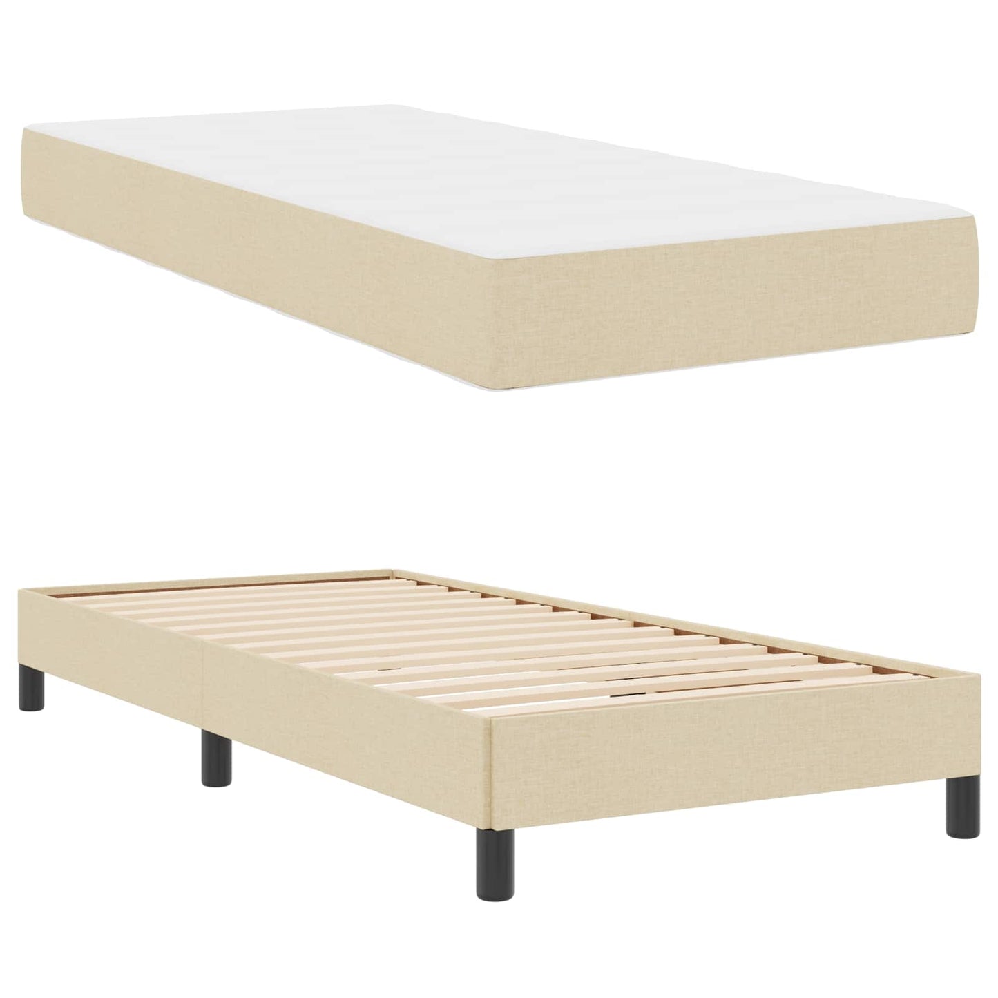 Boxspringbett mit Matratze Creme 90 x 200 cm Stoff