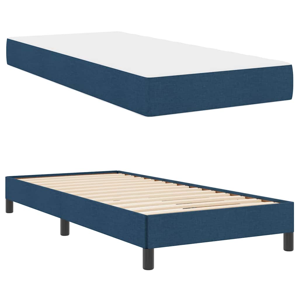 Boxspringbett mit Matratze Blau 90 x 200 cm Stoff