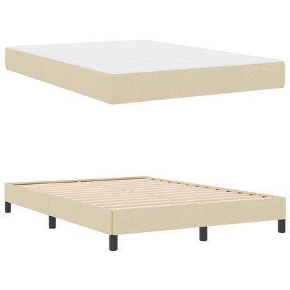 Boxspringbett mit Matratze Creme 140 x 190 cm Stoff