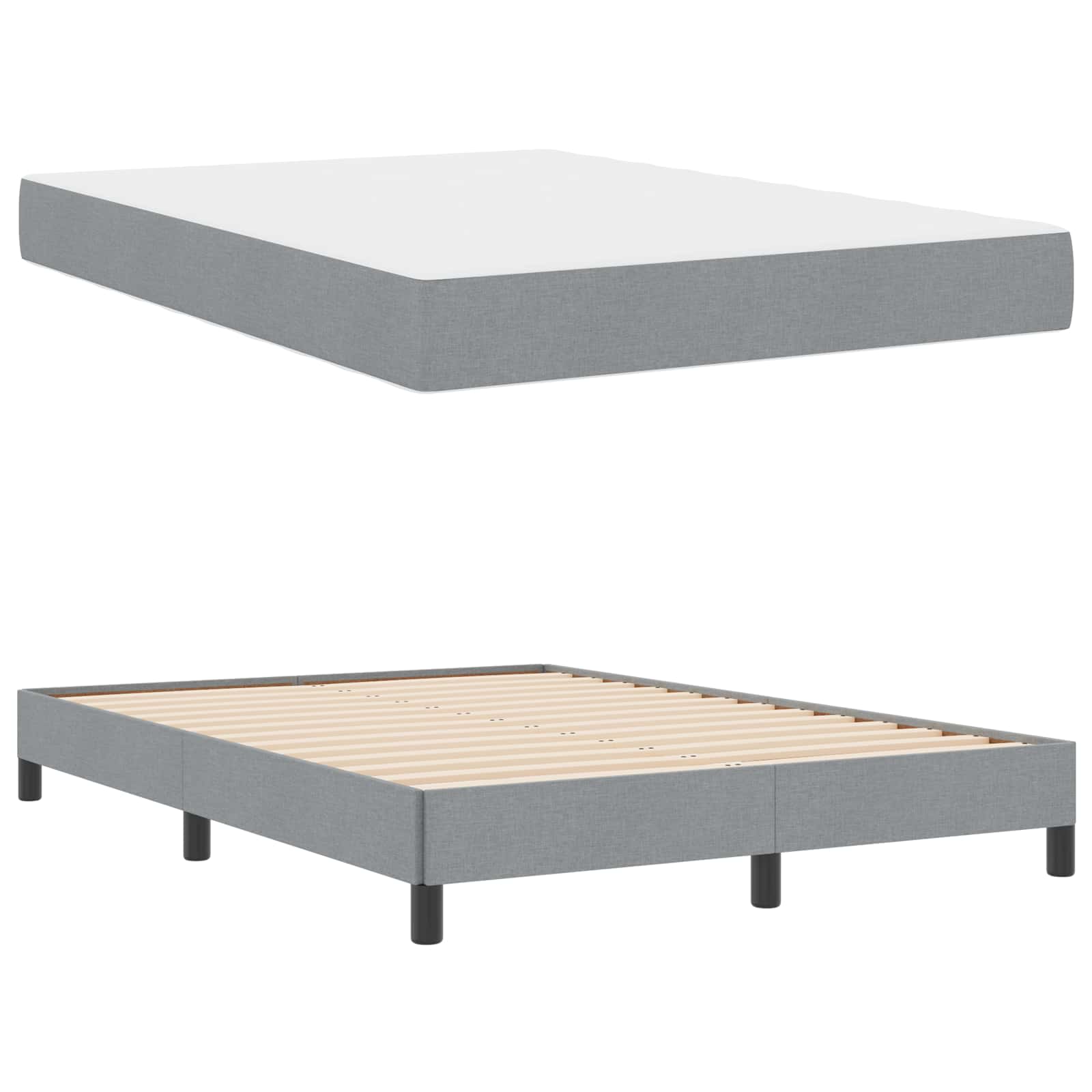 Boxspringbett mit Matratze Hellgrau 140 x 200 cm Stoff
