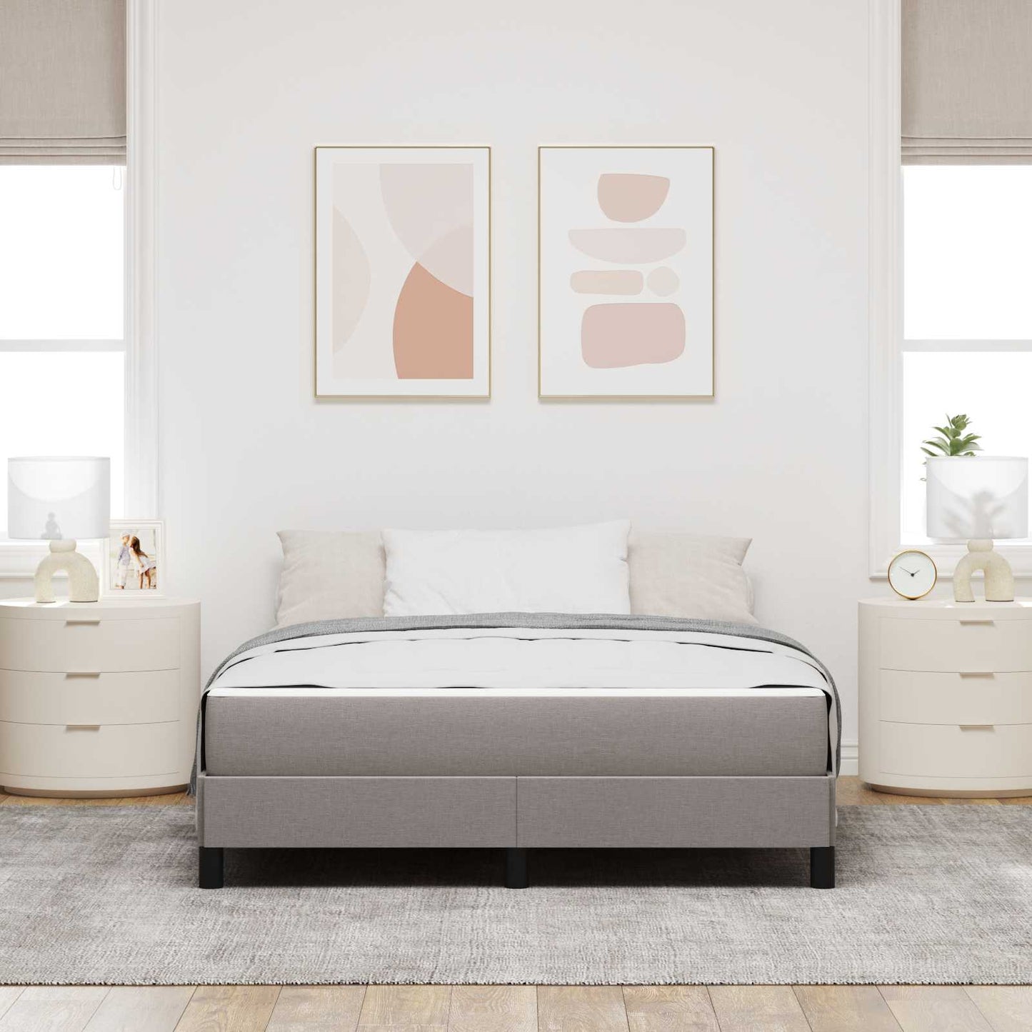 Boxspringbett mit Matratze Taupe 160 x 200 cm Stoff