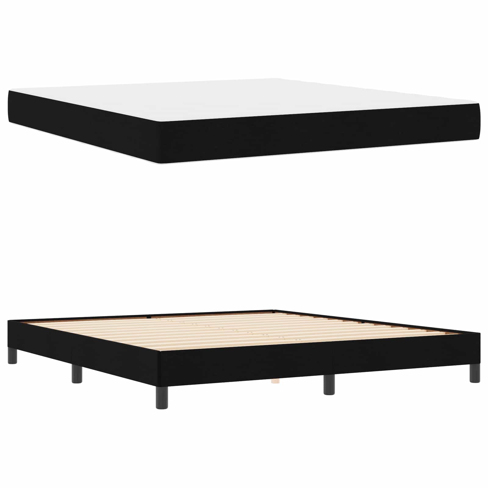 Boxspringbett mit Matratze Schwarz 180 x 200 cm Stoff