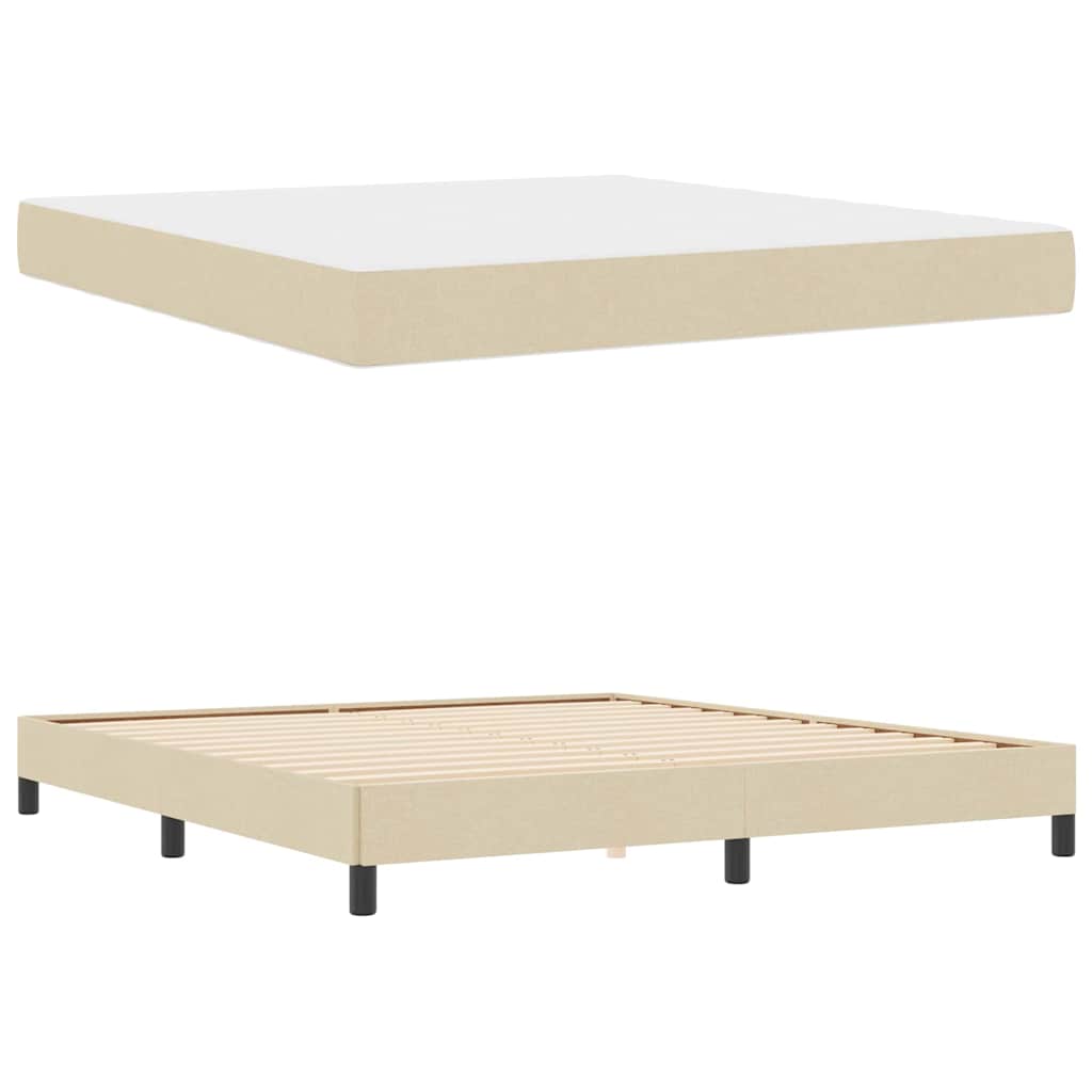 Boxspringbett Creme 180 x 200 cm Stoff