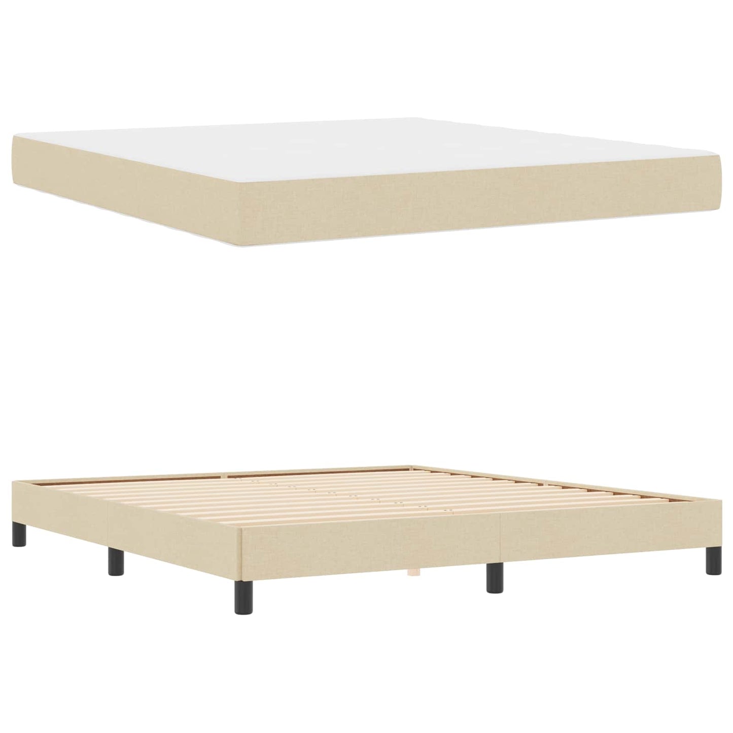 Boxspringbett Creme 180 x 200 cm Stoff
