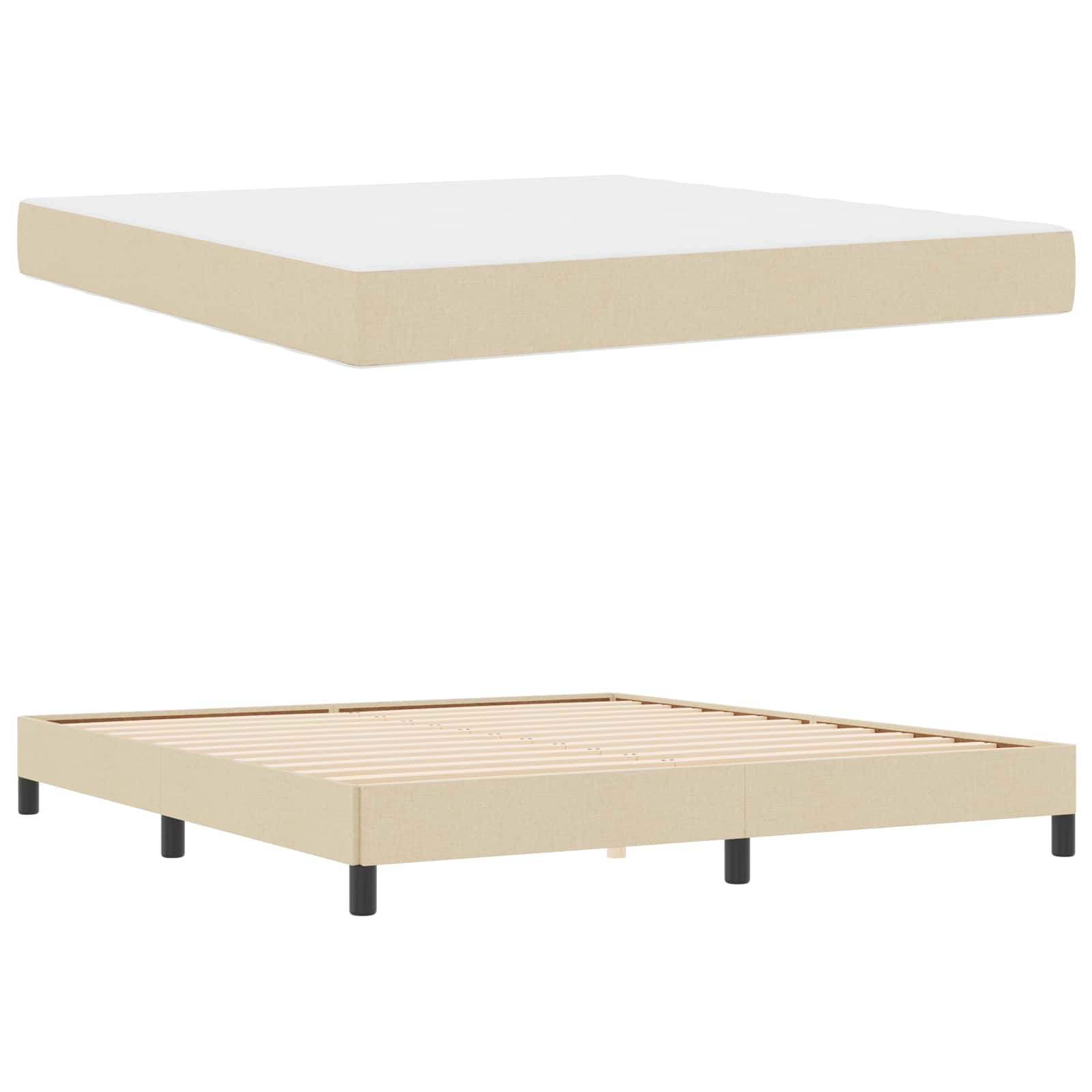 Boxspringbett Creme 180 x 200 cm Stoff