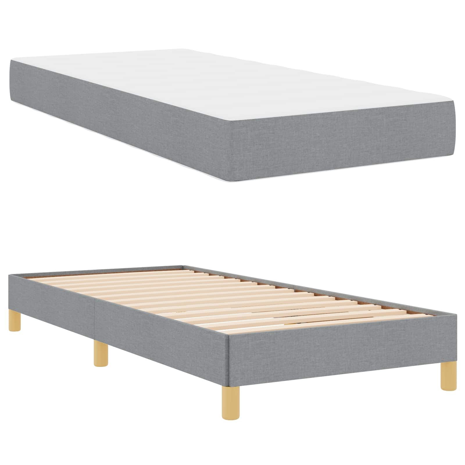 Boxspringbett mit Matratze Hellgrau 80 x 200 cm Stoff