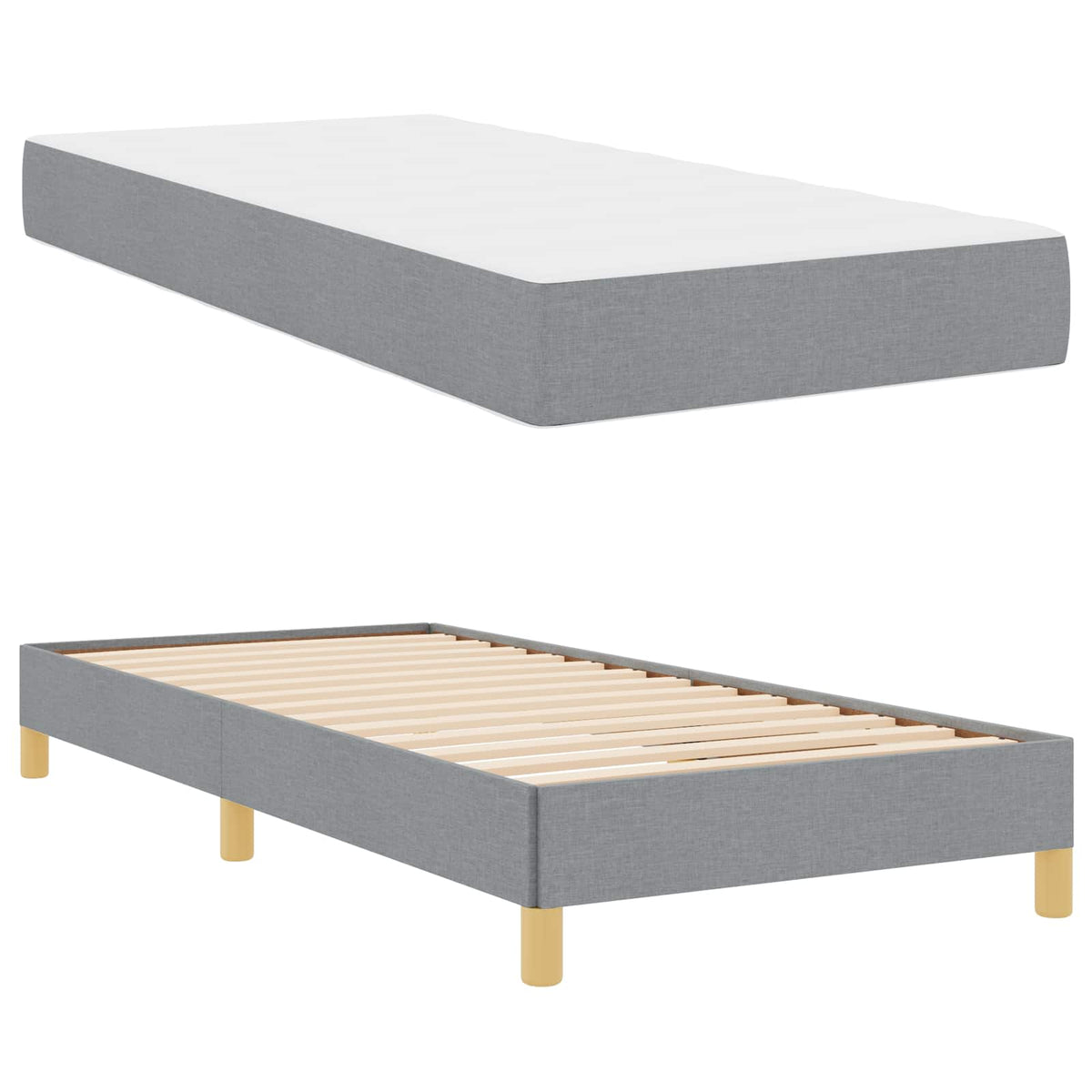 Boxspringbett mit Matratze Hellgrau 80 x 200 cm Stoff