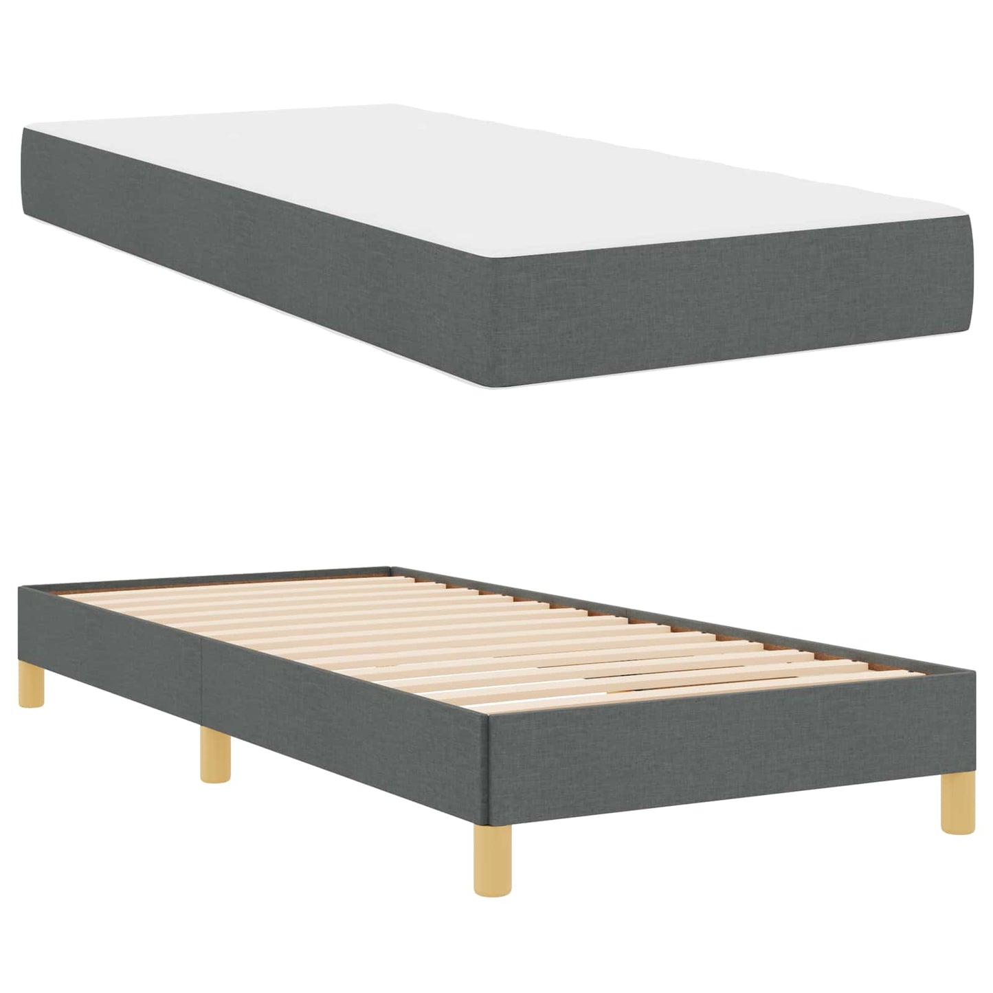 Boxspringbett mit Matratze Dunkelgrau 80 x 200 cm Stoff