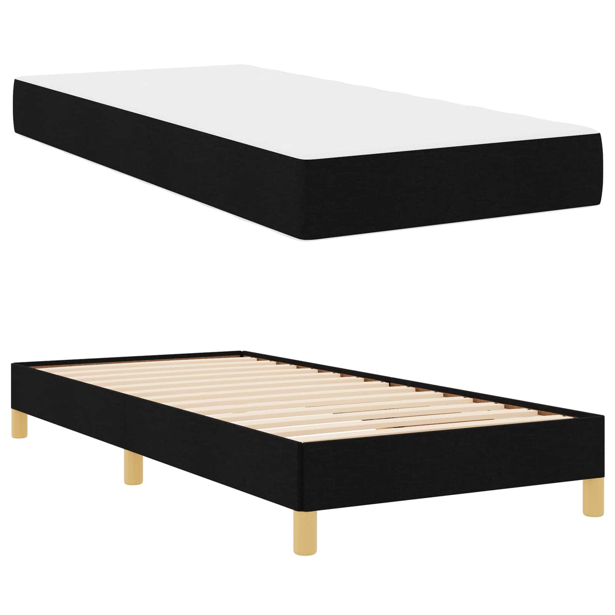 Boxspringbett mit Matratze Schwarz 80 x 200 cm Stoff