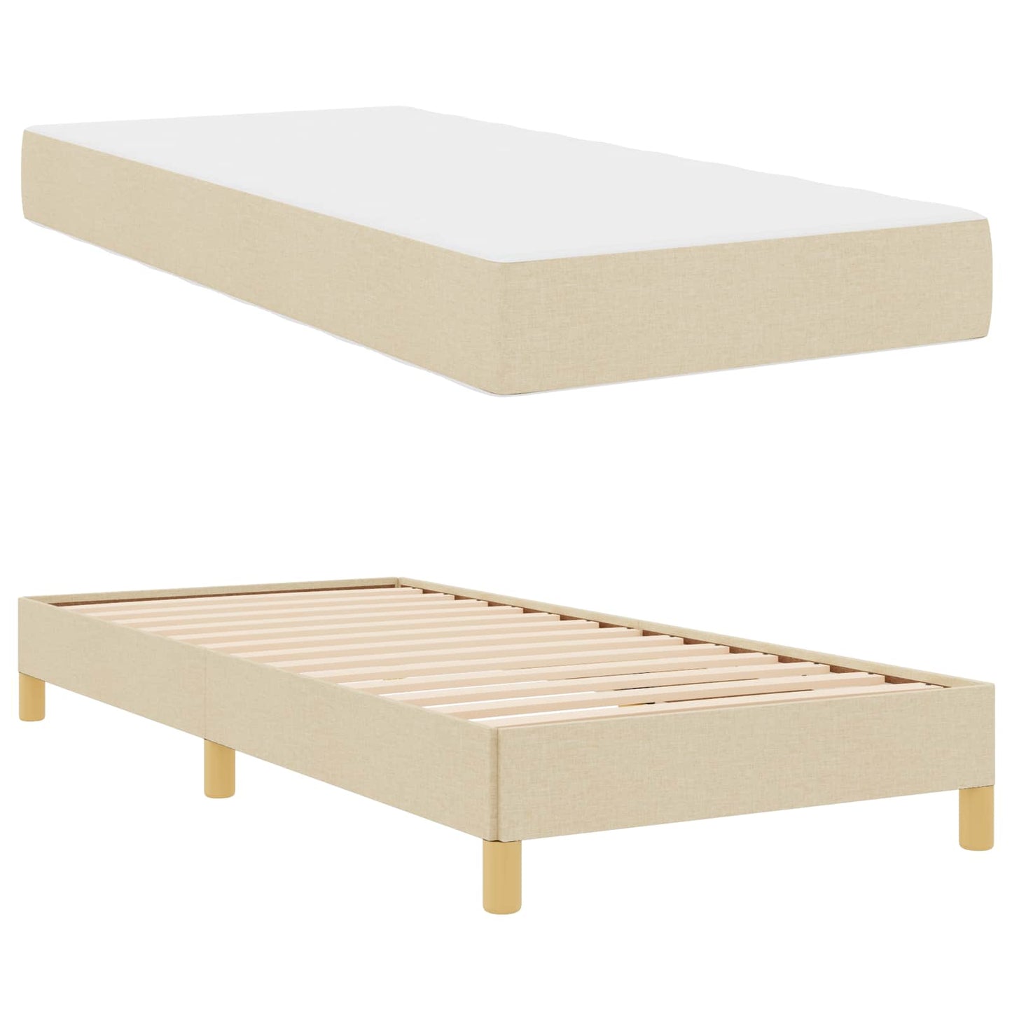 Boxspringbett mit Matratze Creme 80 x 200 cm Stoff