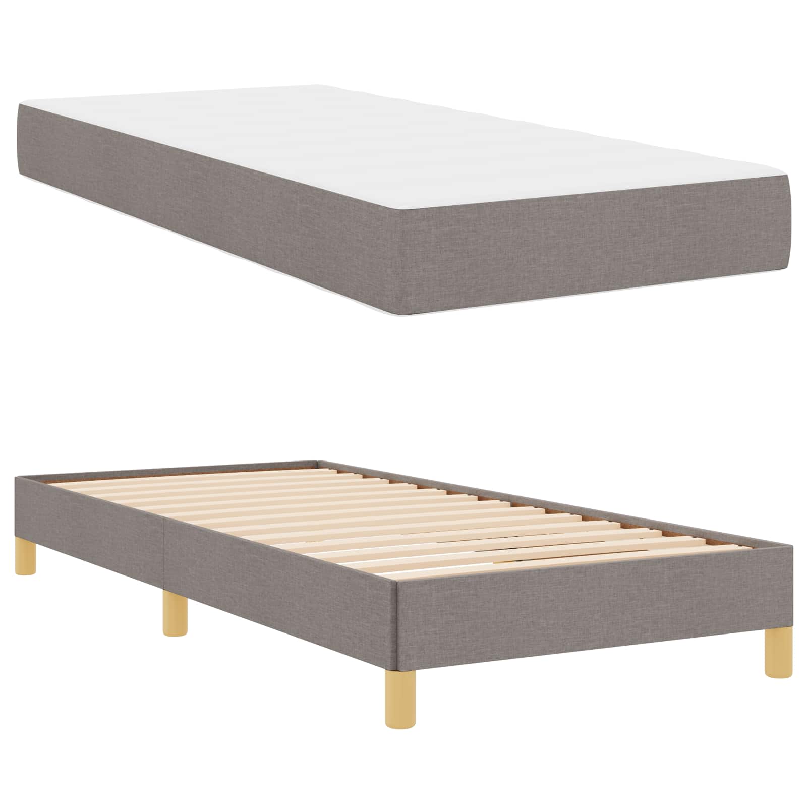 Boxspringbett mit Matratze Taupe 90 x 190 cm Stoff
